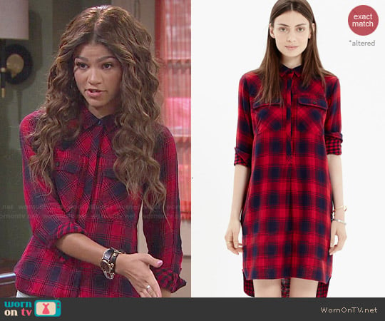 Madewell Daywalk Shirtdress in Albion Plaid worn by K.C. Cooper (Zendaya) on KC Undercover