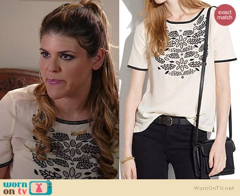 Madewell Silk Ivy Cutout Tee worn by Molly Tarlov on Awkward