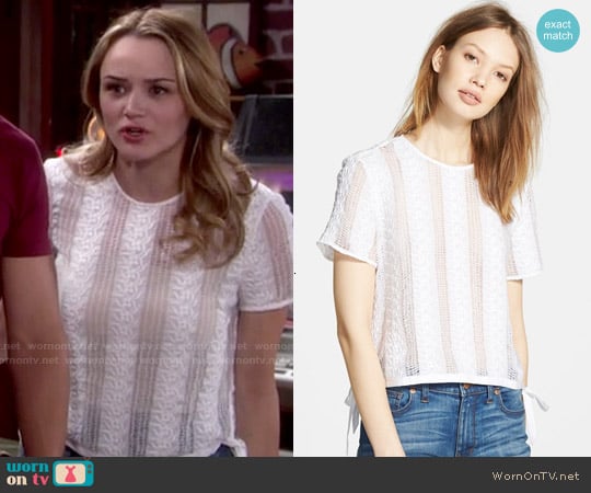 Madewell Lace Side Tie Crop Tee worn by Summer Newman (Hunter King) on The Young and the Restless