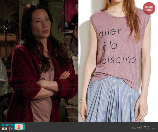 Madewell Linen Piscine Muscle Tee worn by Lucy Liu on Elementary