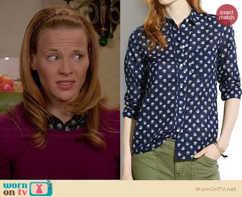 Madewell Elephant March Boyshirt in Transatlantic Blue worn by Katie Leclerc on Switched at Birth