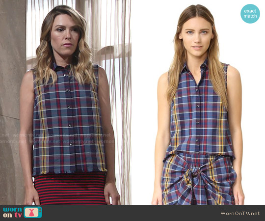 Madewell Moment Shirt in Madras Plaid worn by Chloe Mitchell (Elizabeth Hendrickson) on The Young and the Restless