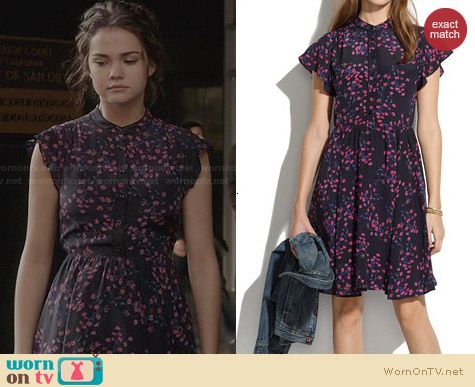 Madewell Silk Dress in Night Orchid worn by Maia Mitchell on The Fosters