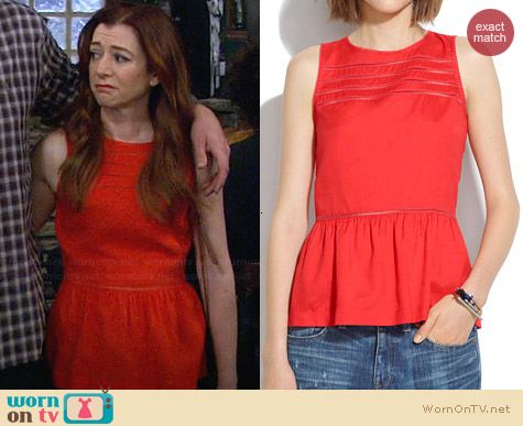 Madewell Silk Peplum Veranda Top worn by Alyson Hannigan on HIMYM