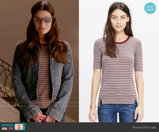 Madewell Soundcheck Ringer Tee in Stripe worn by Hester Ulrich (Lea Michele) on Scream Queens