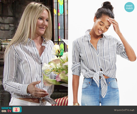 Madewell Striped Tie Front Shirt worn by Sharon Newman (Sharon Case) on The Young and the Restless