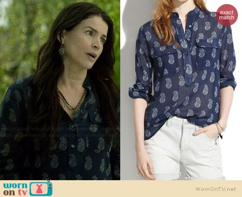 Madewell Teardrop Paisley Popover worn by Julia Ormond on Witches of East End