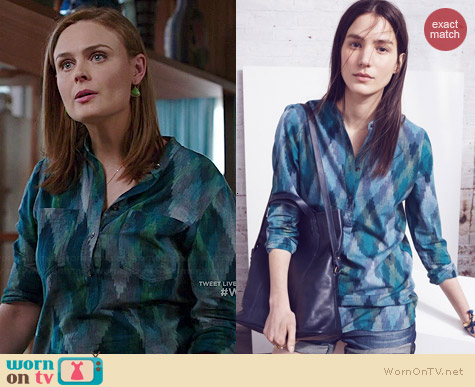 Madewell Wellspring Tunic in Pixel Ikat worn by Emily Deschanel on Bones