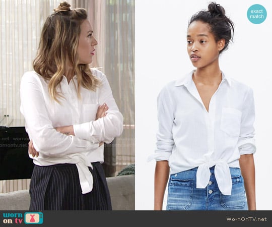 Madewell White Tie Front Shirt worn by Chloe Mitchell (Elizabeth Hendrickson) on The Young and the Restless