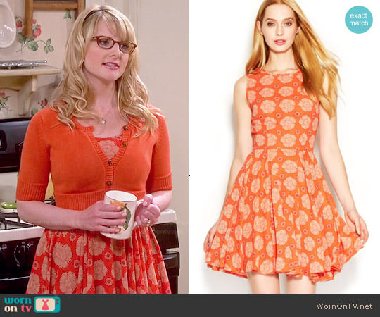 Maison Jules Sleeveless Floral-Print Flared Dress worn by Bernadette Rostenkowski (Melissa Rauch) on The Big Bang Theory