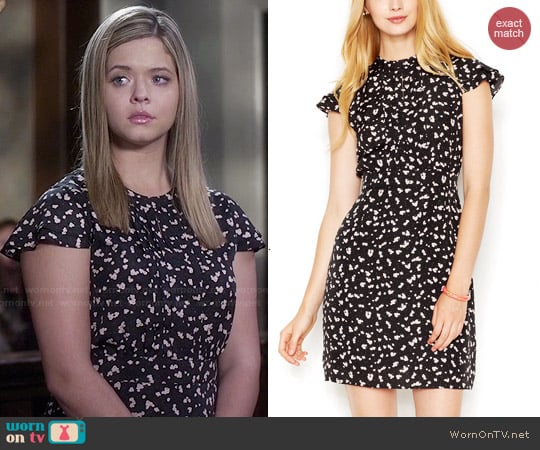 Maison Jules Flutter-Sleeve Pleated Floral-Print Dress worn by Alison DiLaurentis (Sasha Pieterse) on Pretty Little Liars