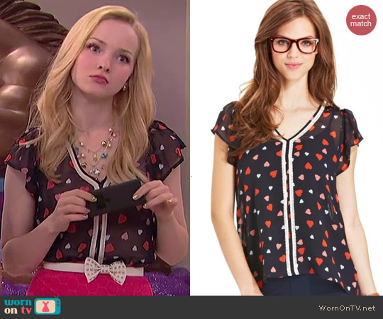 Maison Jules Heart Print Top worn by Dove Cameron on Liv & Maddie