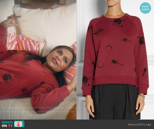 Maison Kitsune Play It Again Sweatshirt worn by Mindy Lahiri (Mindy Kaling) on The Mindy Project