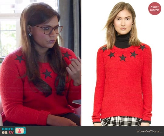 Maison Scotch Star Sweater worn by Mindy Kaling on The Mindy Project