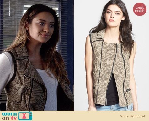 Maison Scotch Zebra Cargo Vest worn by Shay Mitchell on PLL