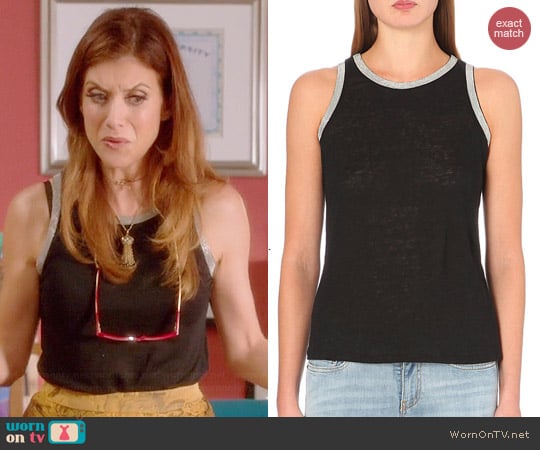 Maje Bead Trim Linen Tank worn by Kate Walsh on Bad Judge