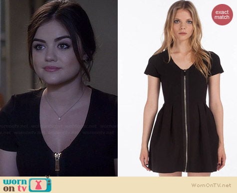 Maje Datypic Exposed Zipper Dress worn by Lucy Hale on PLL