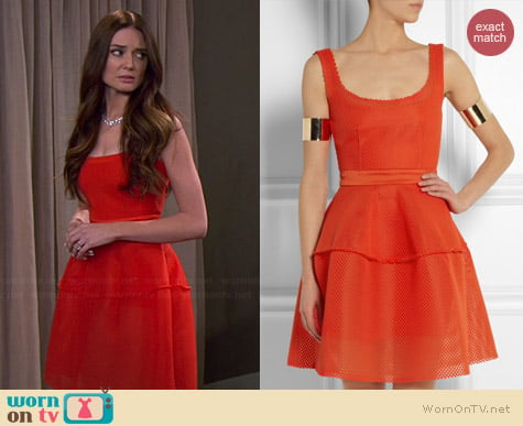 Maje Diva Honeycomb Mesh Dress worn by Mallory Jansen on Young & Hungry