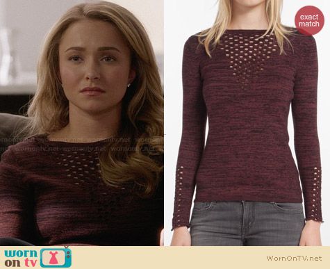 Maje Dramaturg Perforated Sweater worn by Hayden Panettiere on Nashville