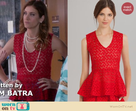 Maje Lace Peplum Top worn by Kate Walsh on Bad Judge