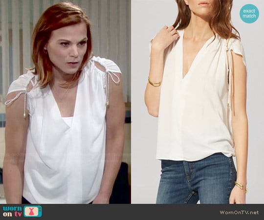 Maje Laeti Cinch Shoulder Top worn by Phyllis Newman (Gina Tognoni) on The Young and the Restless