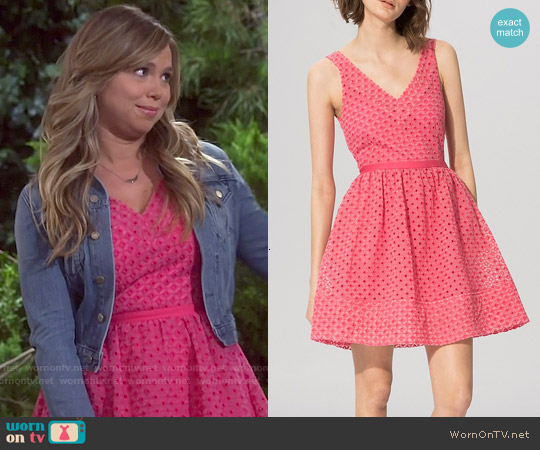 Maje Riposte Embroidered Eyelet Dress worn by Kristin Baxter (Amanda Fuller) on Last Man Standing