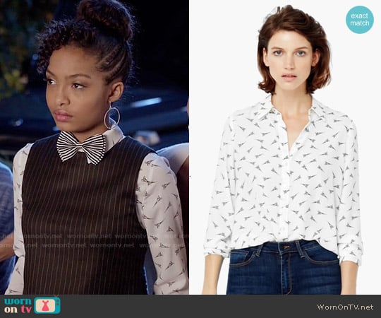 Mango Eiffel Tower Printed Shirt worn by Zoey Johnson (Yara Shahidi) on Black-ish