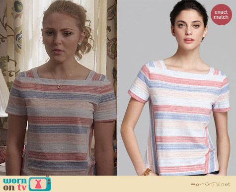 Marc by Marc Jacobs Stretch Stripe Jersey Top worn by Carrie Bradshaw on The Carrie Diaries