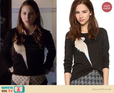 Marc by Marc Jacobs Betty Birdie Sweater worn by Troian Bellisario on PLL