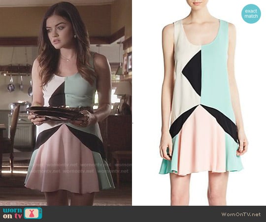 Marc by Marc Jacobs Cady Collage Dress worn by Lucy Hale on PLL