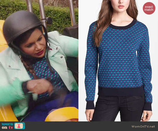 Marc by Marc Jacobs Luna Jacquard Sweater worn by Mindy Kaling on The Mindy Project