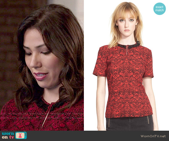 Marc by Marc Jacobs 'Strawberry Thief' Crepe Peplum Top worn by Angela Montenegro (Michaela Conlin) on Bones