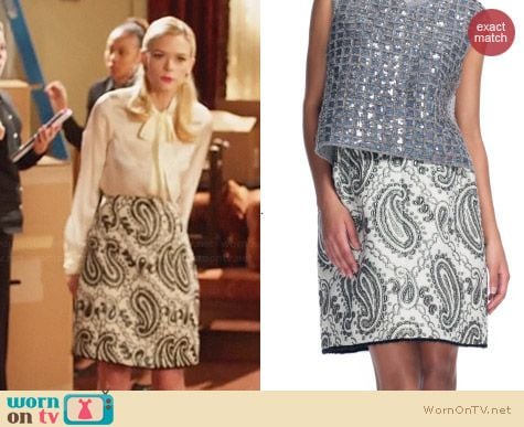 Marc Jacobs Metallic Paisley Jacquard Skirt worn by Jaime King on Hart of Dixie