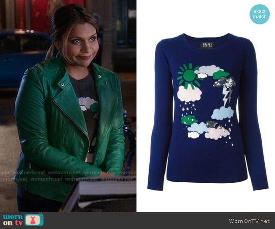 Markus Lupfer Weather Intarsia Sweater worn by Mindy Lahiri (Mindy Kaling) on The Mindy Project