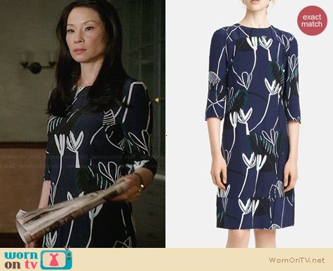 Marni Foilage Print Silk Dress worn by Lucy Liu on Elementary