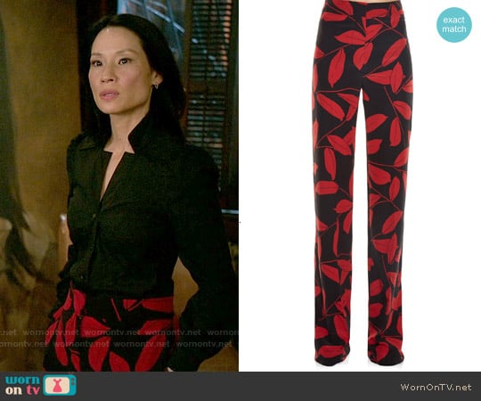 Marni Leaf Print Straight Leg Trousers worn by Joan Watson (Lucy Liu) on Elementary