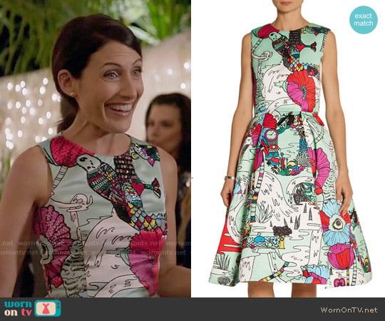 Mary Katrantzou Astere Printed Satin Dress worn by Abby McCarthy (Lisa Edelstein) on Girlfriends Guide to Divorce