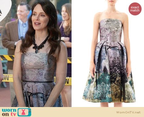 Mary Katrantzou Nevis Dijon Tree Print Dress worn by Madeleine Stowe on Revenge