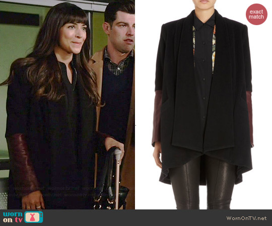 Mason by Michelle Mason Leather Cuff Jacket worn by Hannah Simone on New Girl