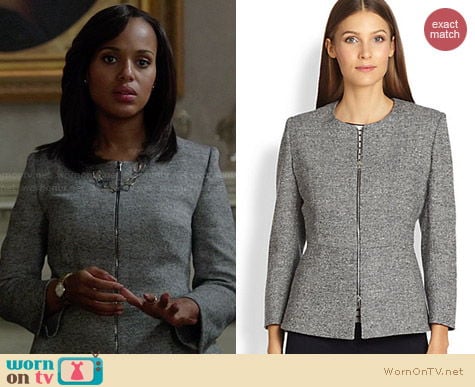 MaxMara Zip Front Peplum Jacket worn by Kerry Washington on Scandal