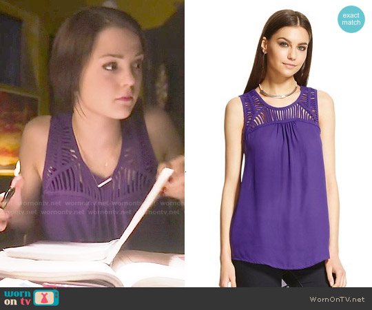 Target MB Tank Top in Grape Escape worn by Carter Stevens (Kathryn Prescott) on Finding Carter