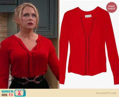 Melissa & Joey Fashion: A.L.C. Marianne blouse in red worn by Melissa Joan Hart