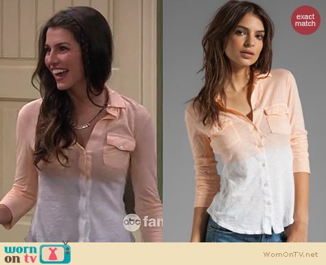 Melissa & Joey Fashion: James Perse Dip Dye Orange shirt worn by Biana Haase