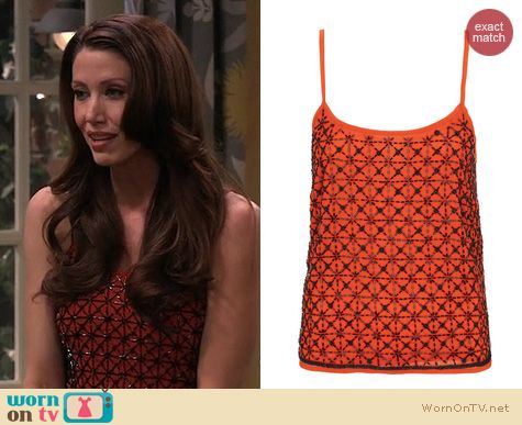 Melissa & Joey Fashion: Topshop Orange Geo Bead Embellished cami worn by Shannon Elizabeth