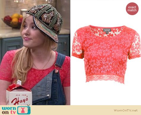 Melissa & Joey Fashion: Topshop Lace Crop Tee worn by Taylor Sprietler