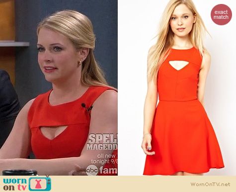 Melissa Joan Hart Fashion: French Connection Feather Ruth dress in Orange