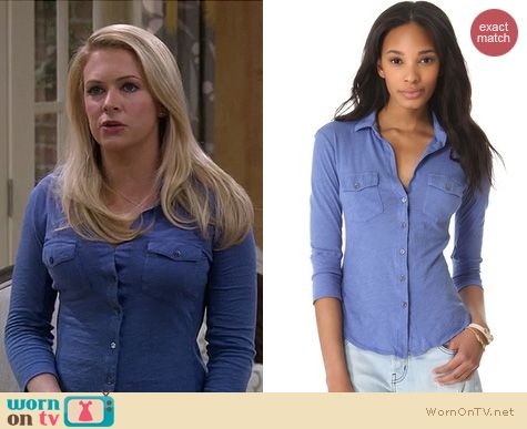 Melissa Joan Hart Fashion: James Perse blue button front shirt