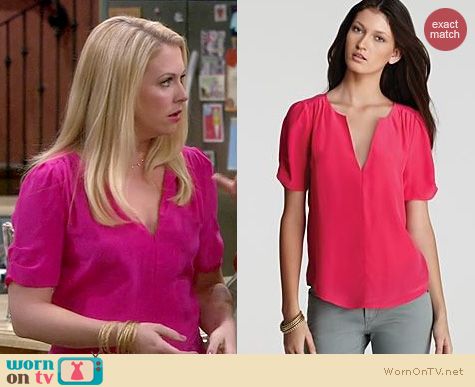 Melissa Joan Hart Fashion: Joie Amone blouse in Bright Fuchsia worn on Melissa & Joey