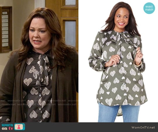 Melissa McCarthy Seven7 Bow Tie Woven Blouse worn by Molly Flynn (Melissa McCarthy) on Mike & Molly