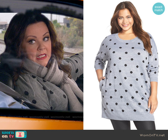 Melissa McCarthy Seven7 Polka Dot Sweater worn by Molly Flynn (Melissa McCarthy) on Mike & Molly